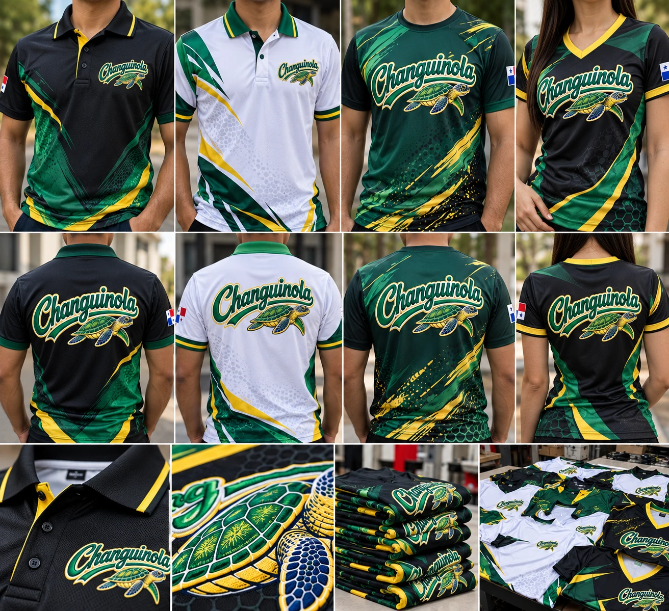 Imagen facilitada por ARPIXGROUP: camisetas deportivas personalizadas con diseño Changuinola y tortuga marina